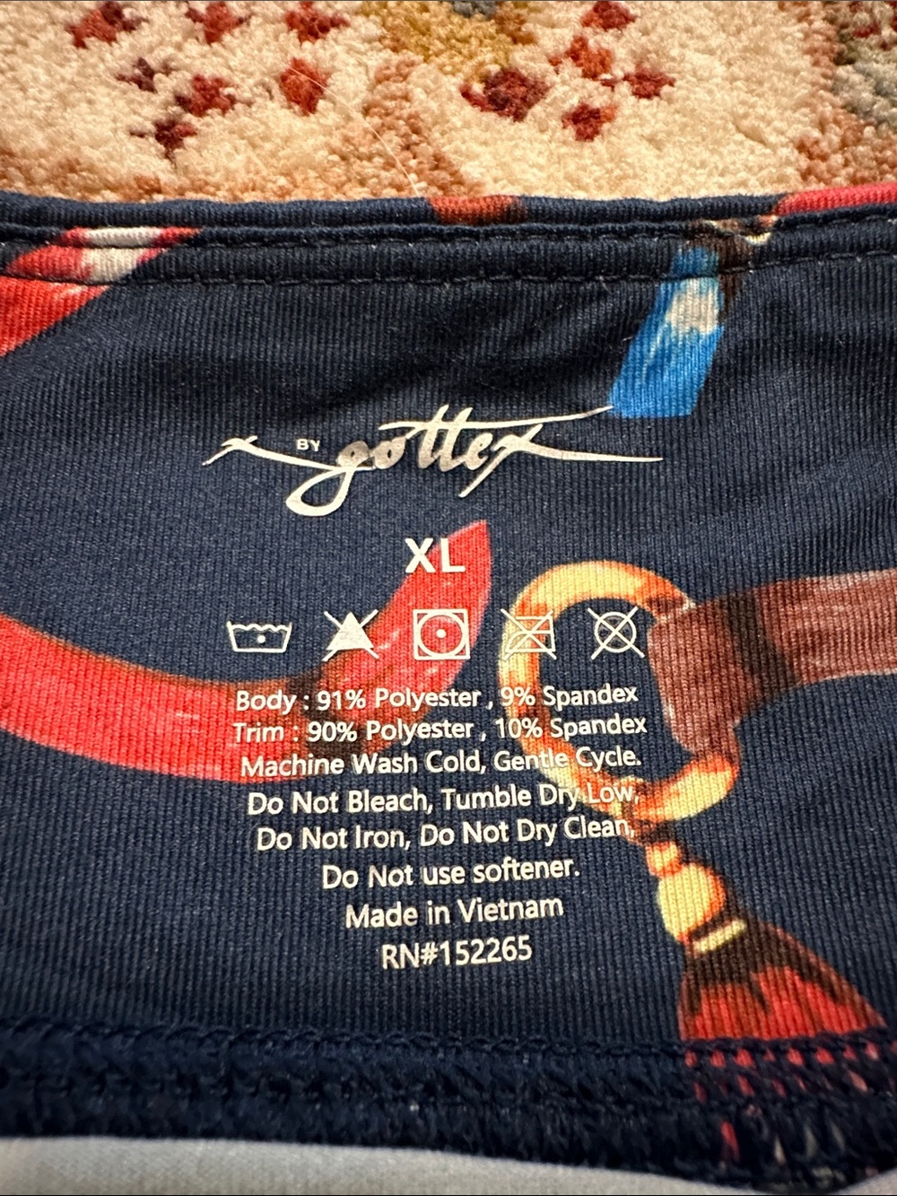 Gottex Navy Skirt with Red, Blue & Brown Belt Print - Picture 2 of 4
